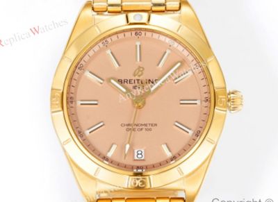 Breitling Chronomat  2824 Automatic Movement  Gold Steel Strap Pink  36*10mm Watch